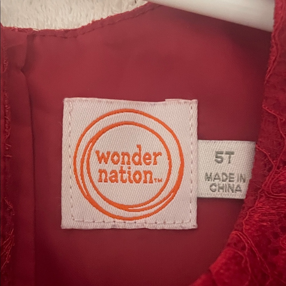 Wonder Nation Elegant Red Lace Kids Dress - Picture 4 of 4